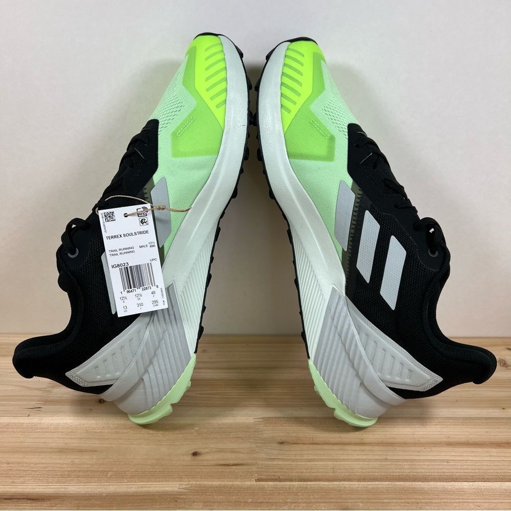 New Adidas Terrex SoulStride Trail running shoes Mens 13 Core Black Green Silver - Picture 6 of 11